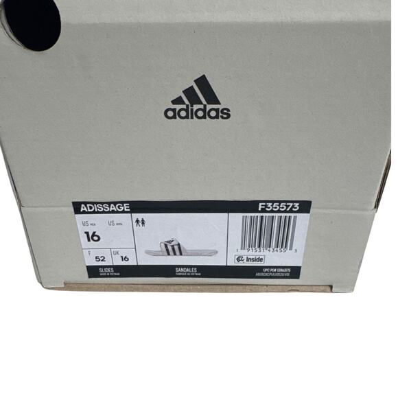 NWB Adidas Adissage Mens White and Black Slide Sandal Size 16 - Picture 3 of 6
